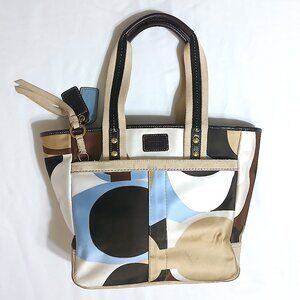✨ VINTAGE Coach Hamptons Weekend Scarf Print Tote | Blue Brown Tan 10113